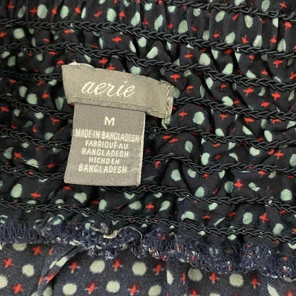 Aerie M elastic waist blue dotted pull on palazzo pants - Picture 5 of 8